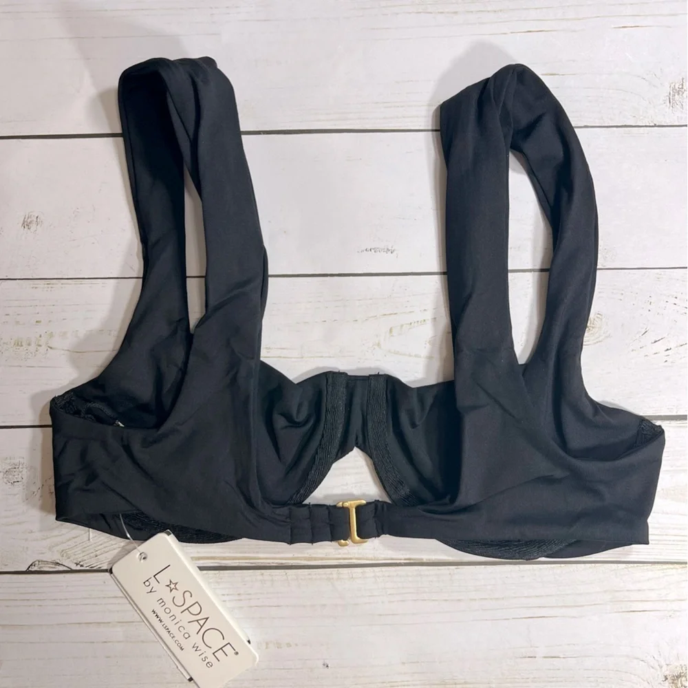 l*space Black Ruched Underwire Bikini Top
